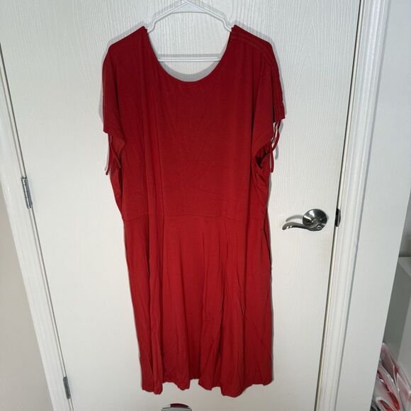 Betabrand Red Marilyn Red Knee Length Dress Stretch Comfort V Neck Casual 3X NWT - Picture 11 of 14
